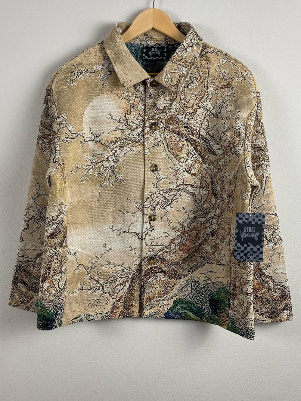 Rebel Vengeance Cherry Blossom Tapestry Jacket | Beige/Multicolor